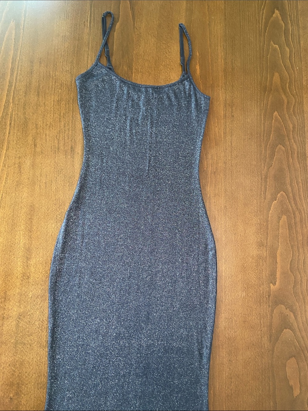 SKIMS Black Foil Lounge Slip Maxi Dress, size L - Picture 10 of 14